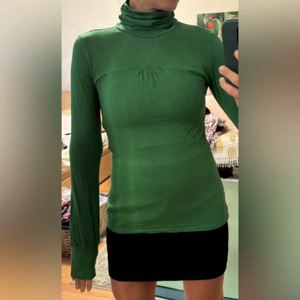 Panic - Turtleneck - viscose green top (size M)
